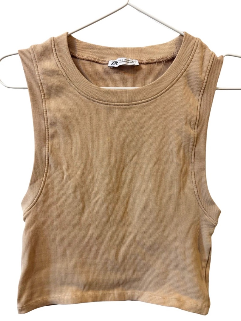 Zara Ribbed Tank - Nude/ Beige
